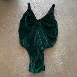 Solstice Deep Green Velvet Bodysuit